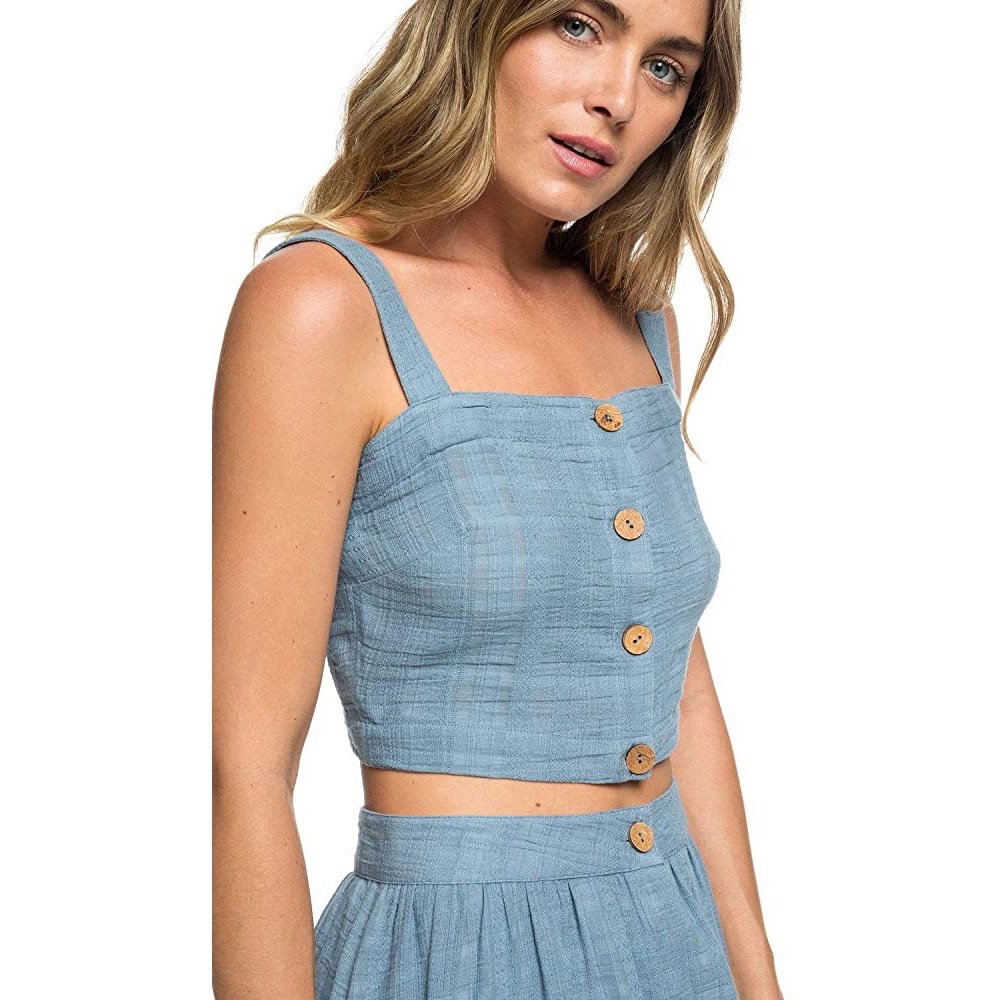 Roxy Blue Button-Up Crop Top NWT